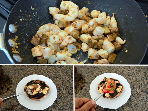 토마토와 새우를 넣은 구운 샴 피뇽, 맛있는 요리법